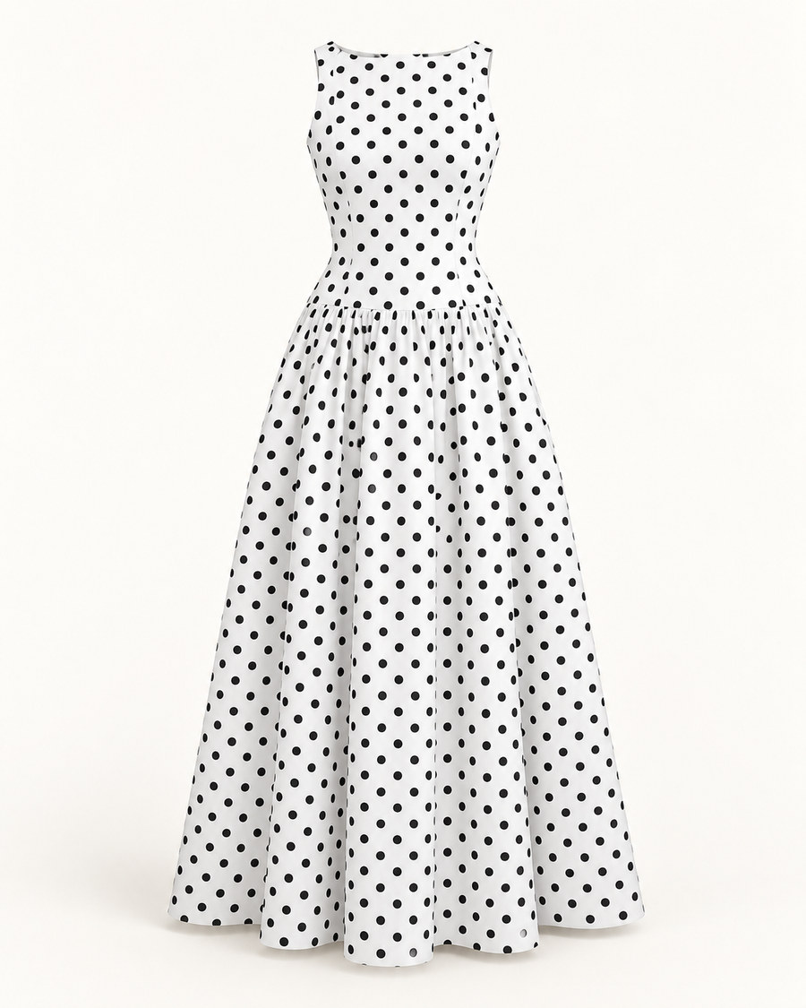 Vestido Comprido de Bolas sem Mangas