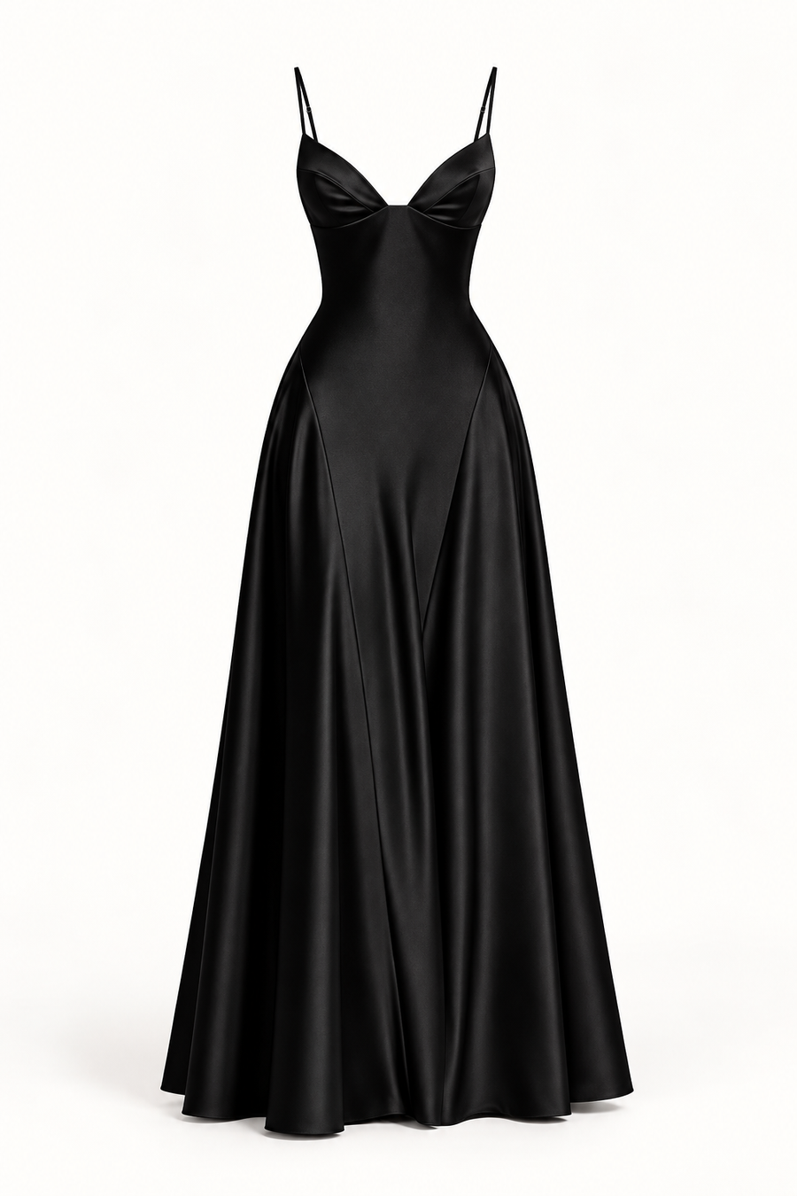 Vestido Comprido de Cetim com Corpete e Costas Descobertas