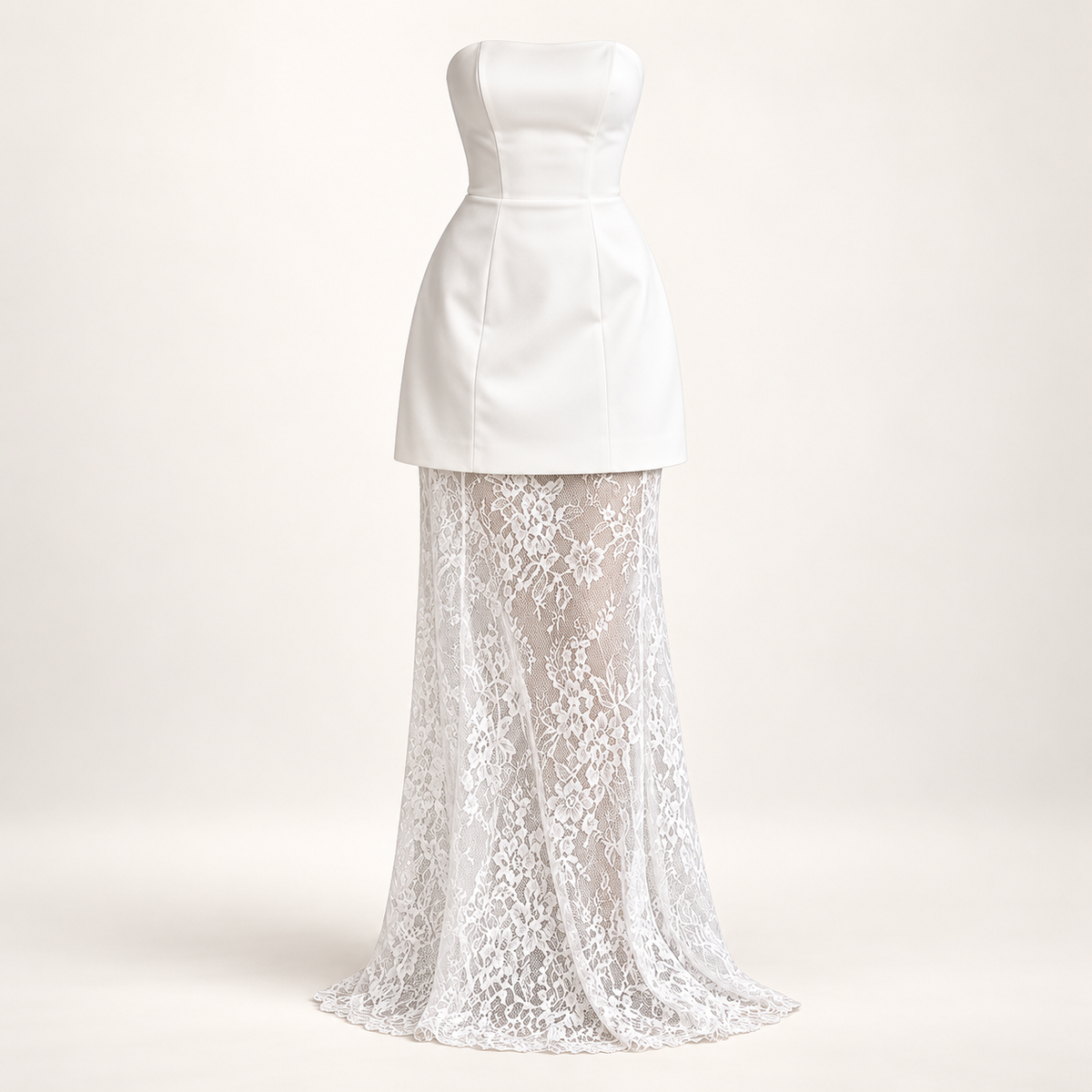 Vestido Comprido de Renda — 2 Peças em fundo de estúdio | Tolobasao