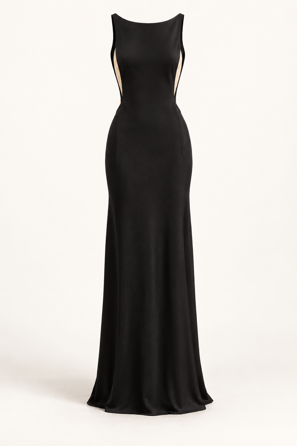 Vestido Comprido sem Mangas com Costas Descobertas em Preto — imagem de produto em fundo de estúdio | Tolobasao