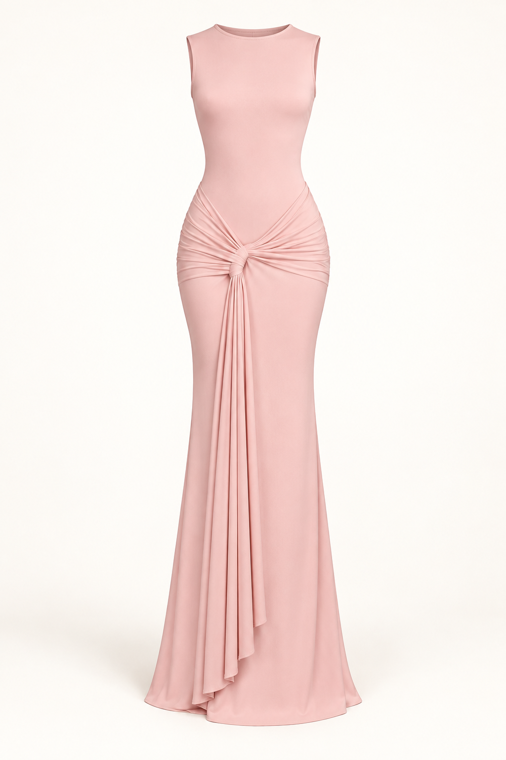 Vestido Comprido sem Mangas com Costas Descobertas em Rosa — imagem de produto em fundo de estúdio | Tolobasao