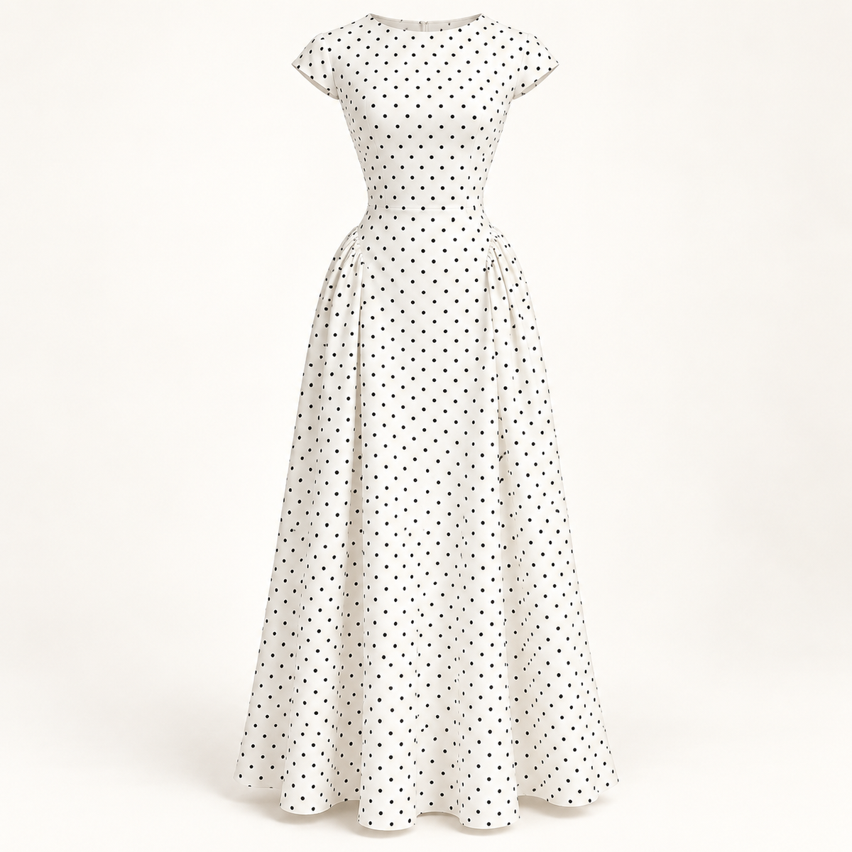 Vestido Comprido Vintage de Bolas sem Mangas em fundo de estúdio | Tolobasao