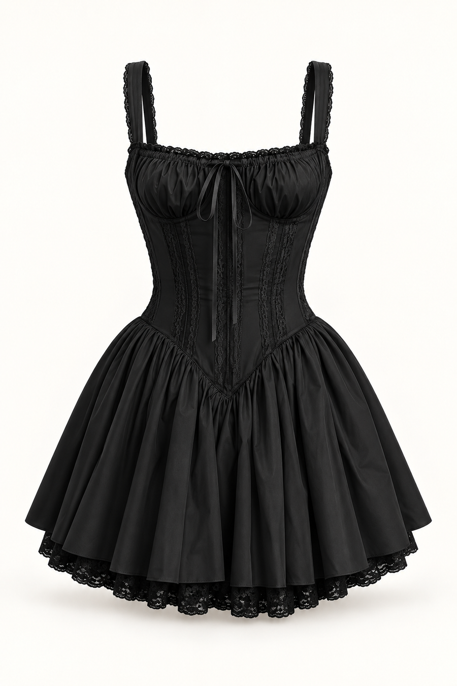 Vestido Curto Branco com Corpete de Renda