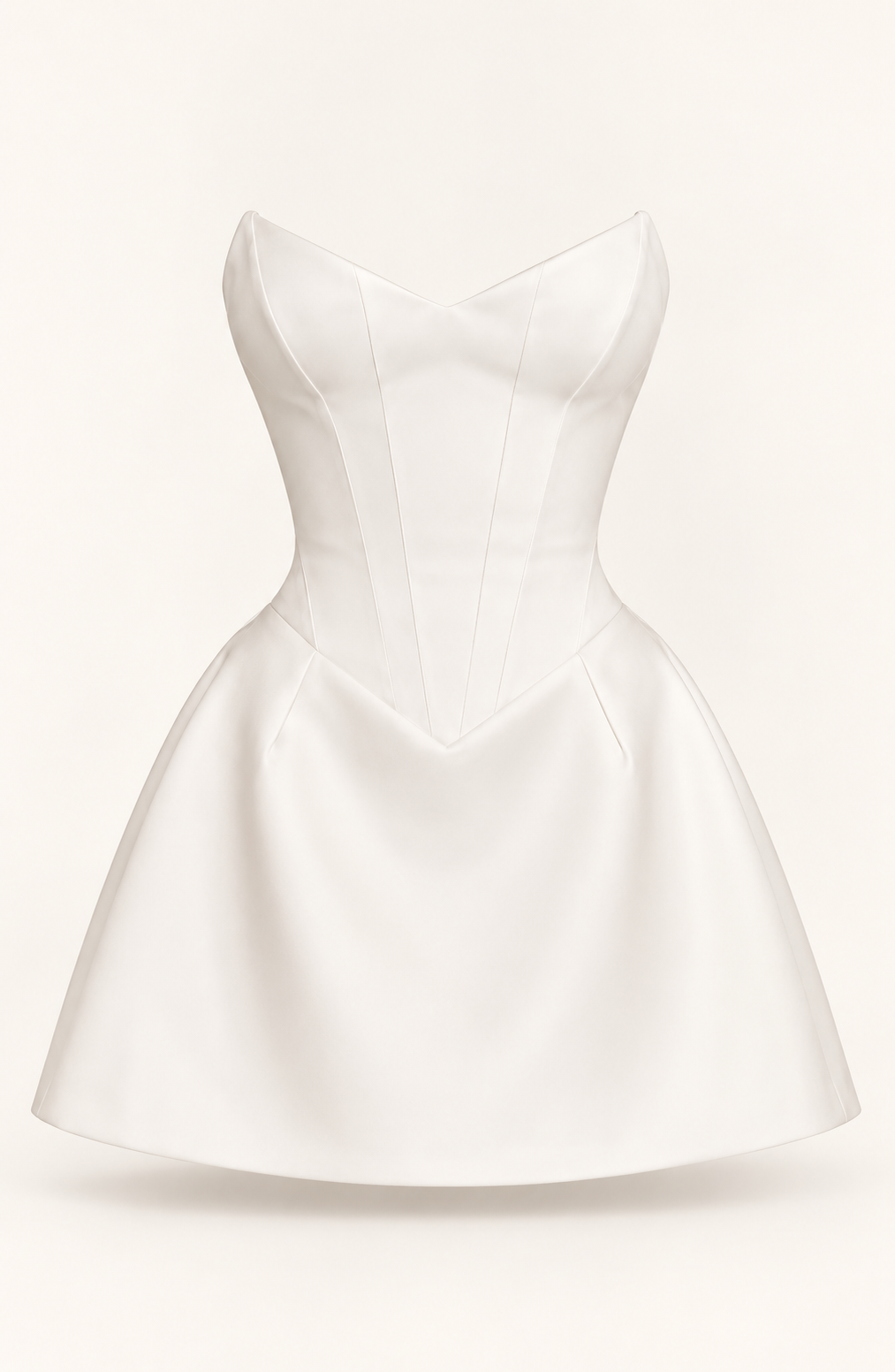 Vestido Curto Branco sem Alças com Corpete em fundo de estúdio | Tolobasao