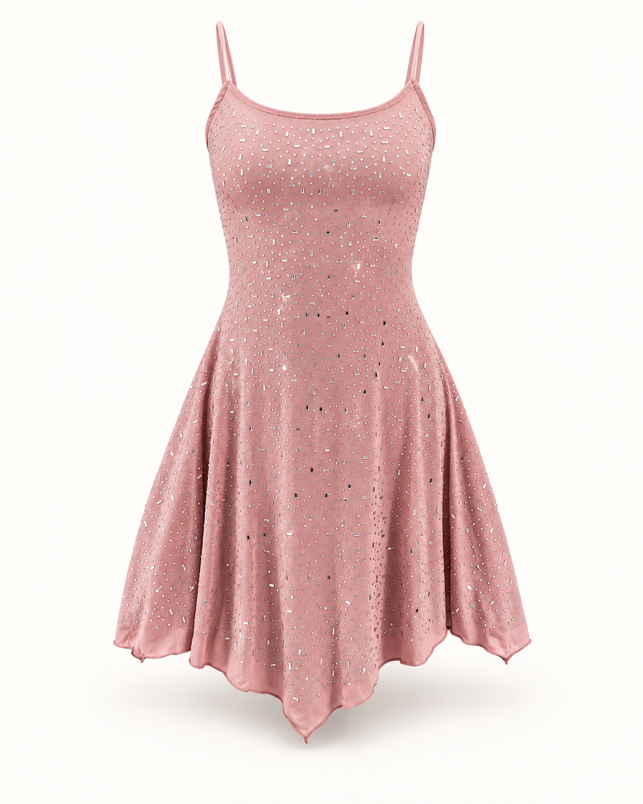 Vestido Curto com Brilho e Pedrarias