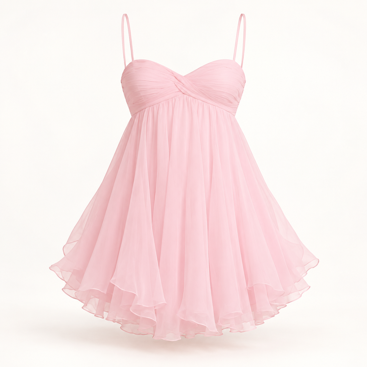 Vestido Curto de Chiffon com Alças em fundo de estúdio | Tolobasao