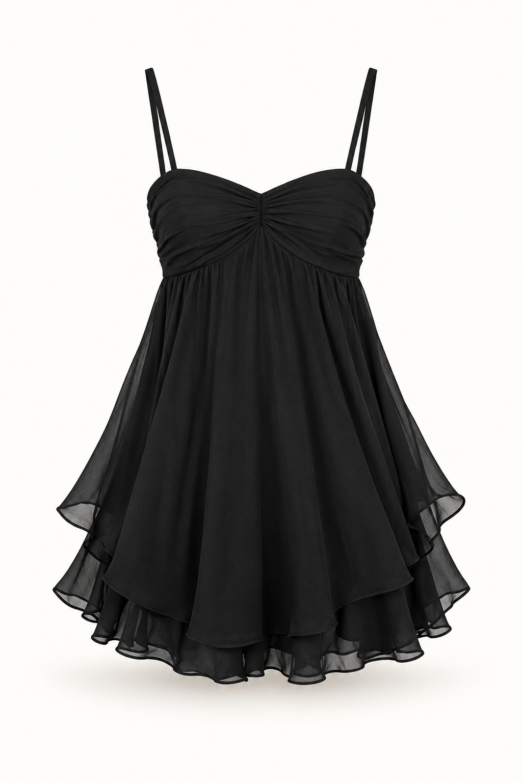 Vestido Curto de Chiffon com Alças