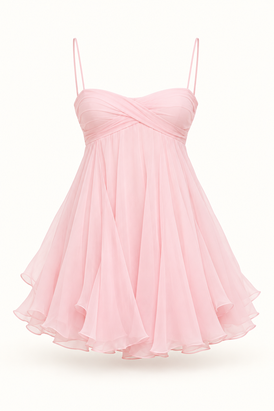 Vestido Curto de Chiffon com Alças