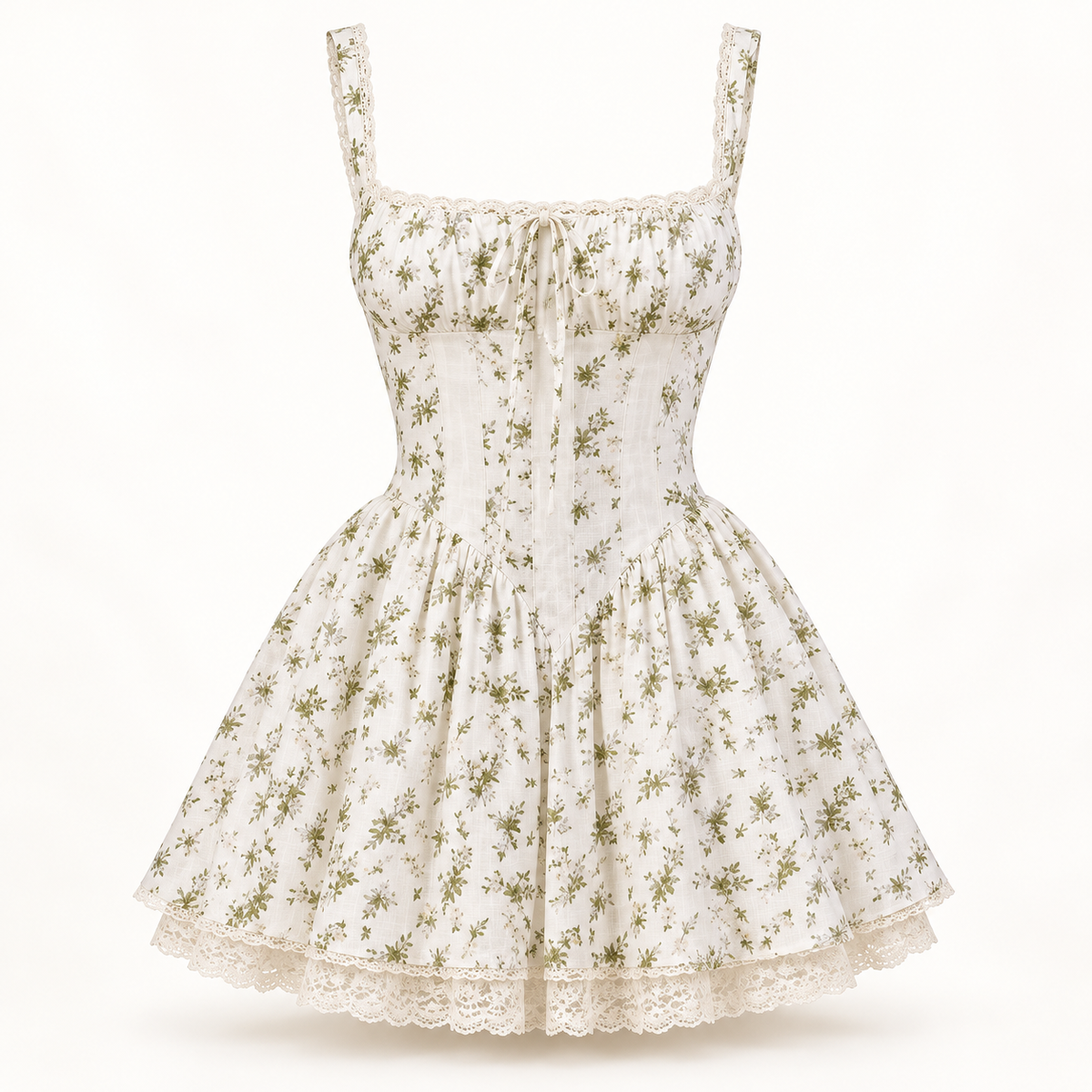 Vestido Curto Floral com Corpete em fundo de estúdio | Tolobasao