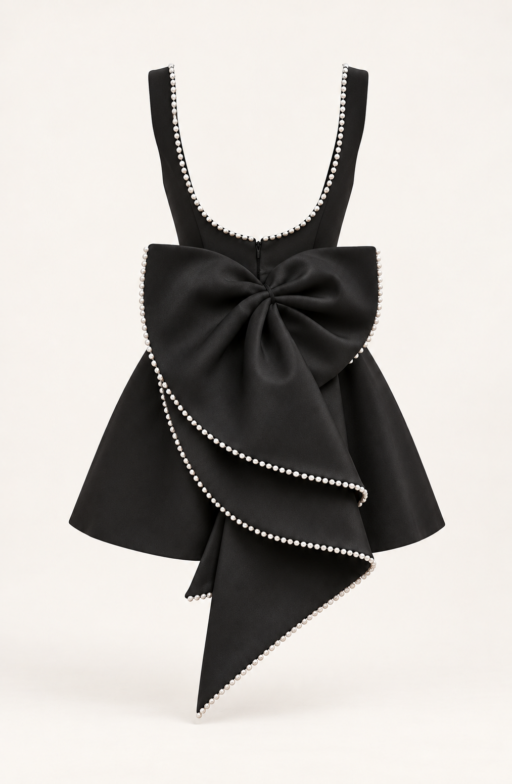 Vestido curto com laço e pérolas preto — imagem do produto | Tolobasao