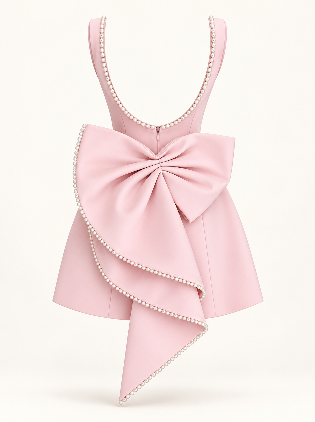 Vestido Curto com Laço e Pérolas — Rosa em fundo de estúdio | Tolobasao