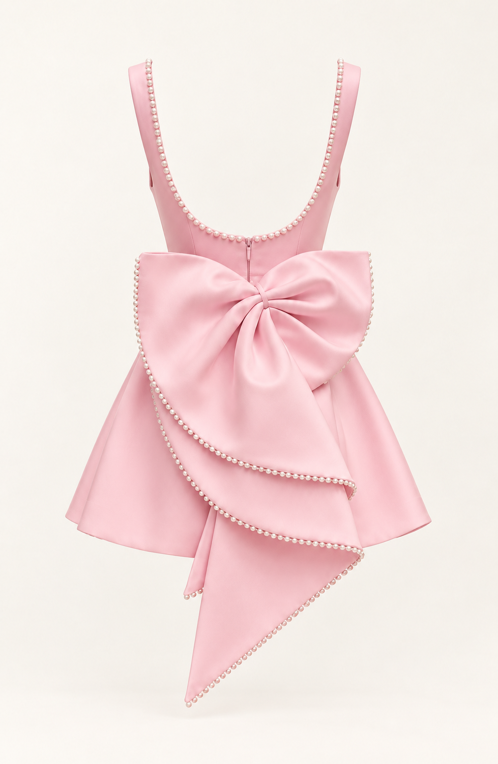 Vestido Curto com Laço e Pérolas — Preto