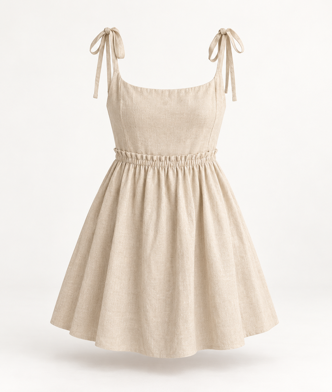 Vestido Curto em Linho com Atacadores em fundo de estúdio | Tolobasao