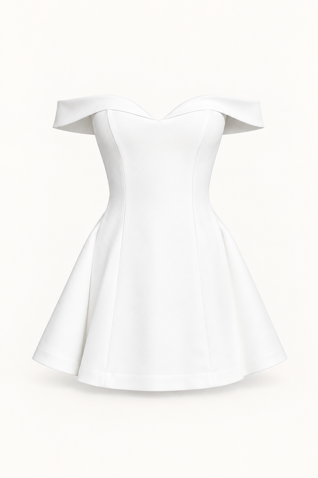 Vestido Curto de Ombros Descobertos em Branco — imagem de produto | Tolobasao