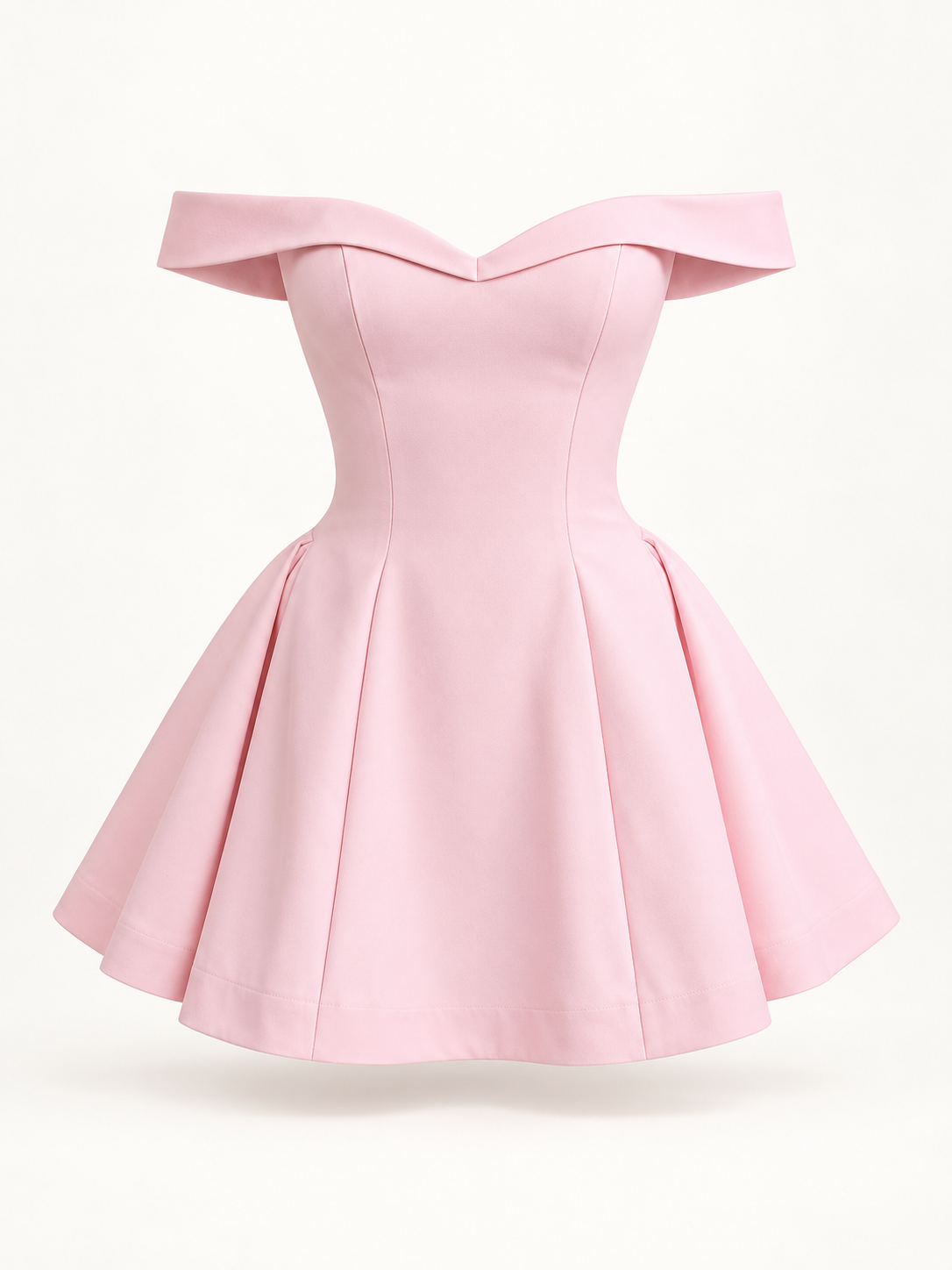 Vestido Curto Rosa de Ombros Descobertos em fundo de estúdio | Tolobasao