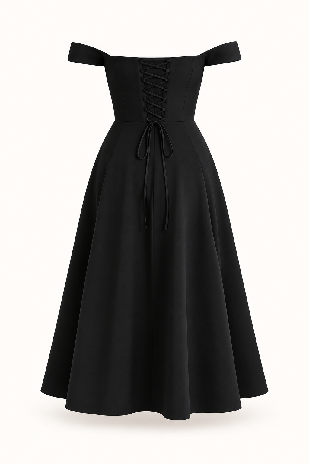 Vestido Midi Floral com Corpete e Bolsos em Preto — imagem de produto em fundo de estúdio | Tolobasao