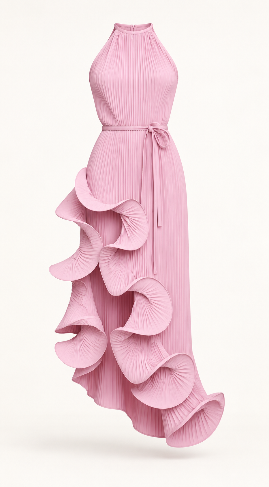 Vestido Midi Plissado com Decote Halter em fundo de estúdio | Tolobasao